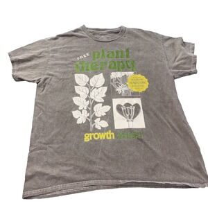 Ripple Free Plant Therapy Mens Large Brown Graphic T-shirt 100% Cotton